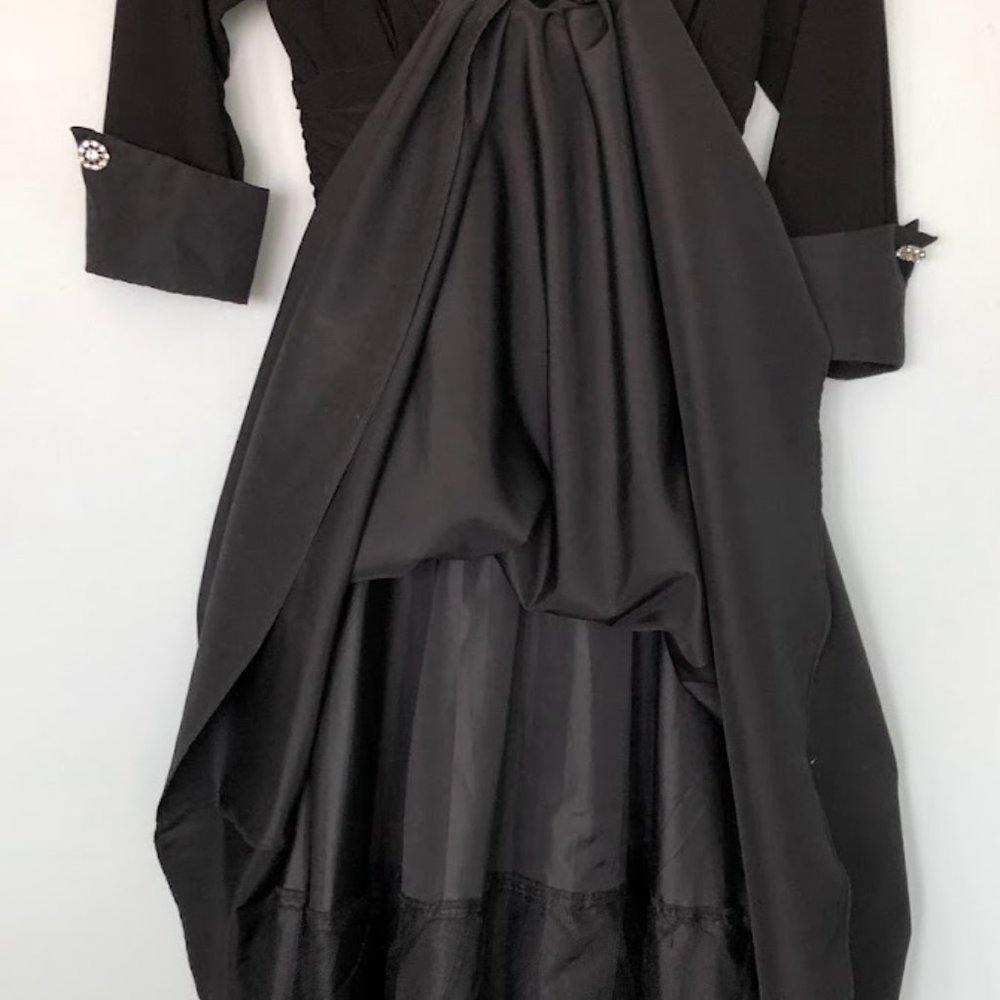 Eliza J Black Taffeta Evening Dress, midi length, size 4 - Picture 6 of 10